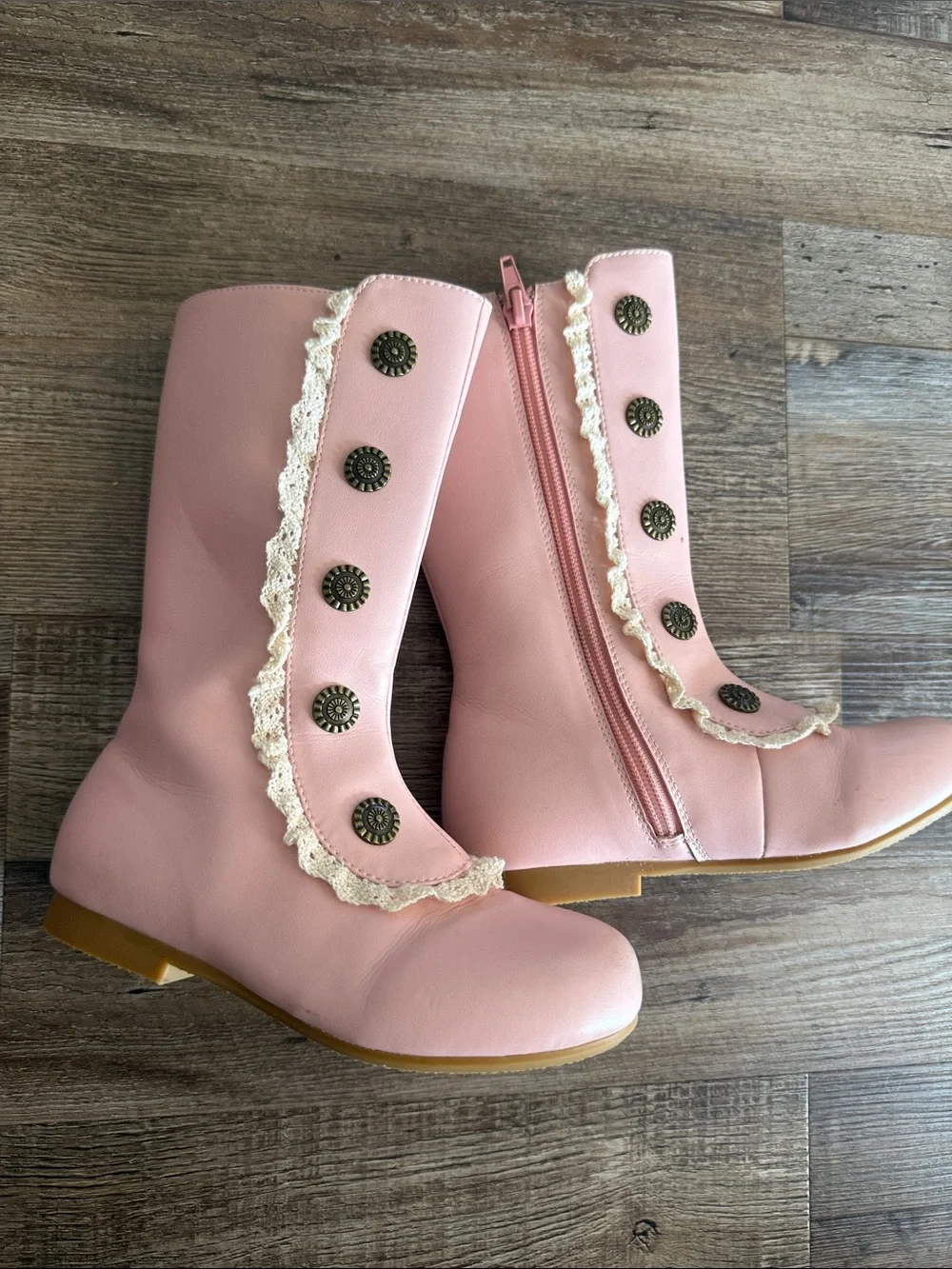 Pink Lace-Trim Girls' Ankle Boots